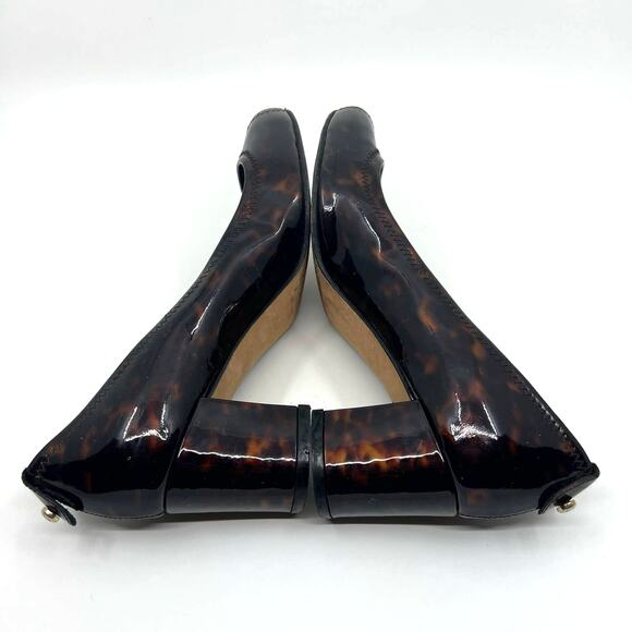 Stuart Weitzman Tortoise Brown Peep Toe Block Heels 7.5 US - Picture 7 of 9